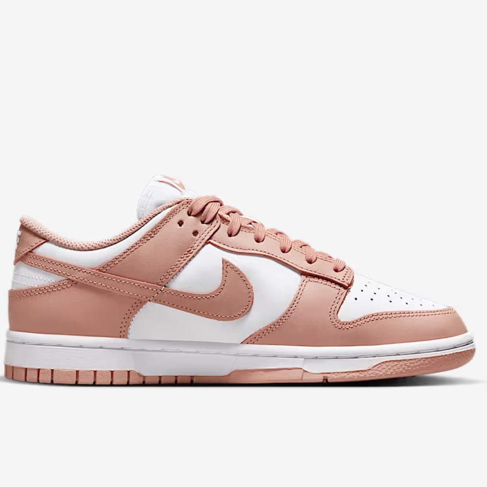 Nike Women's Dunk Low Blush Pink And White Sneakers - Never Worn